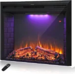 43'' Electric Fireplace Insert, Retro Recessed Fireplace Heater with Fire Cracking Sound, Remote Control & Timer, 750/1500W, Black